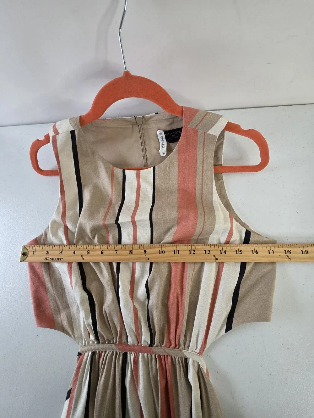Banana Republic LINEN Blend Cut-Out Midi Dress with Pockets Size 8 Striped Chic - Picture 7 of 13
